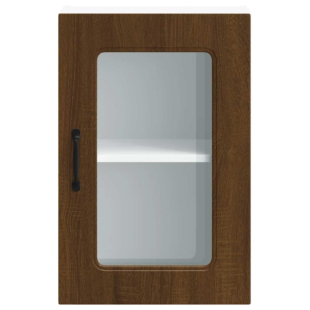 Kalmar kitchen cabinet with glass doors, brown oak