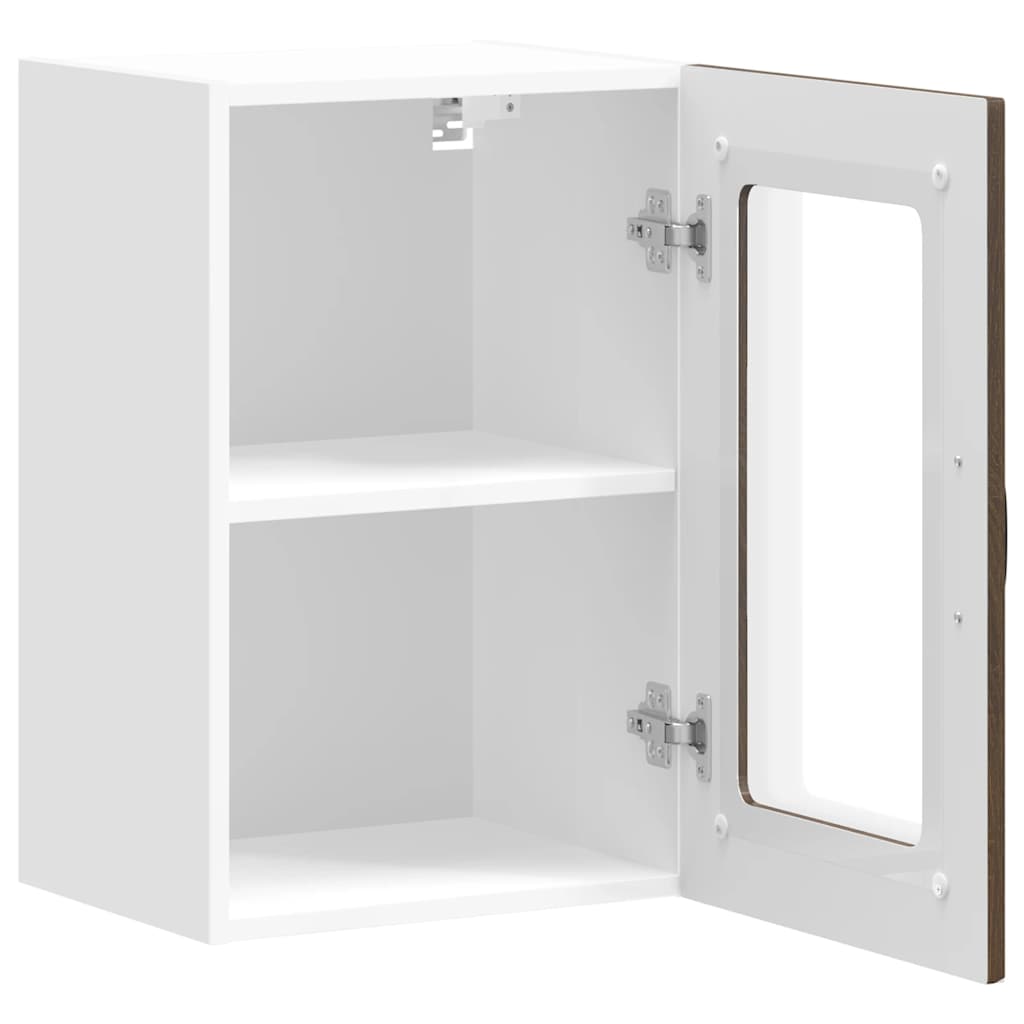 Kalmar kitchen cabinet with glass doors, brown oak