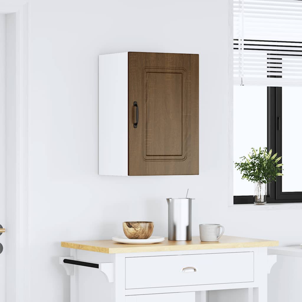 Wall kitchen cabinet, Kalmar, brown oak, wood