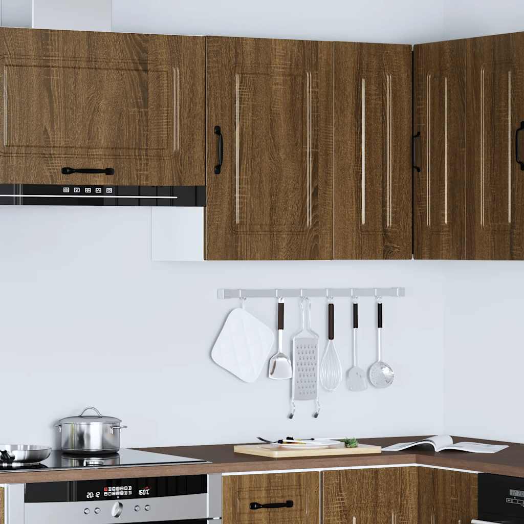 Wall kitchen cabinet, Kalmar, brown oak, wood
