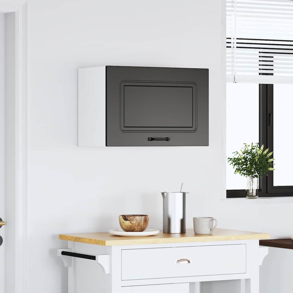 Wall kitchen cabinet, Kalmar, black, engineered wood