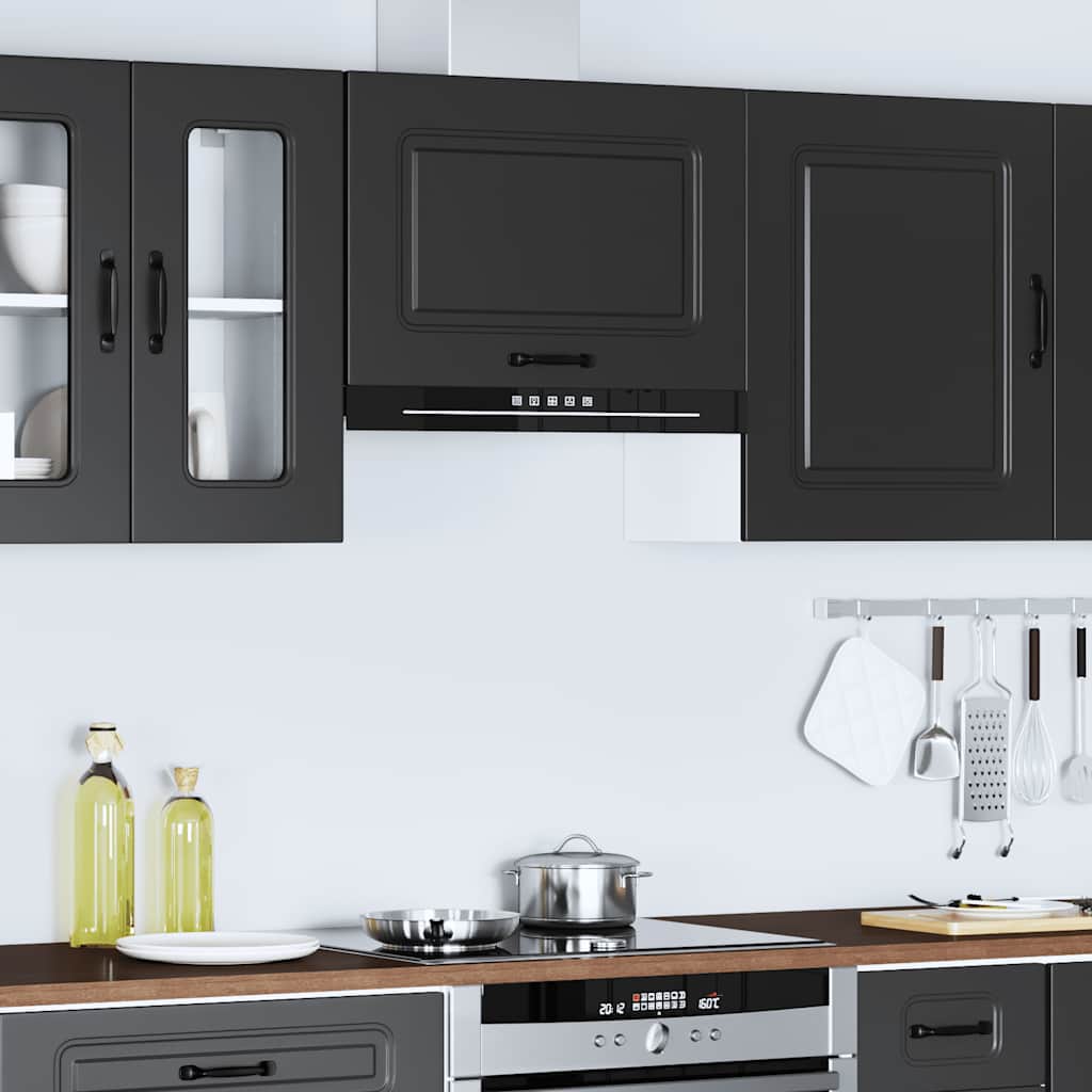 Wall kitchen cabinet, Kalmar, black, engineered wood