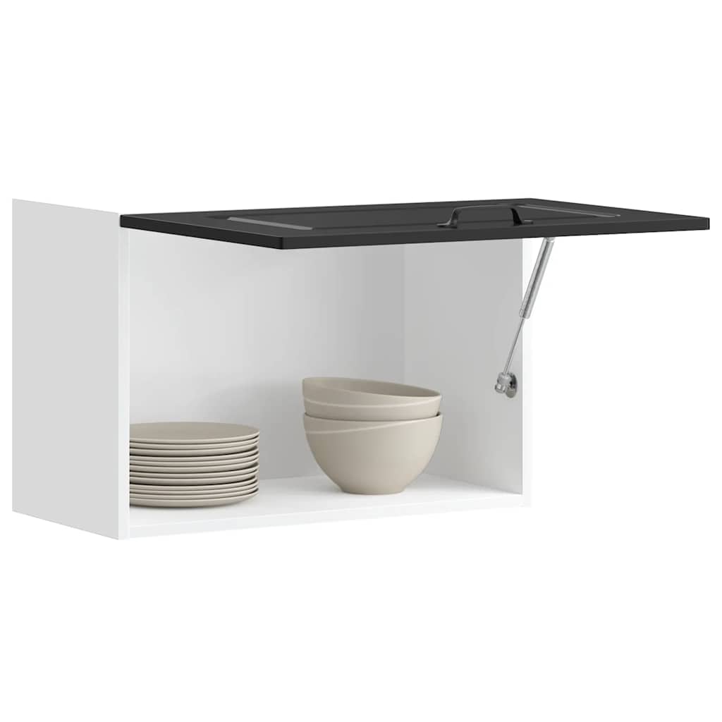 Wall kitchen cabinet, Kalmar, black, engineered wood