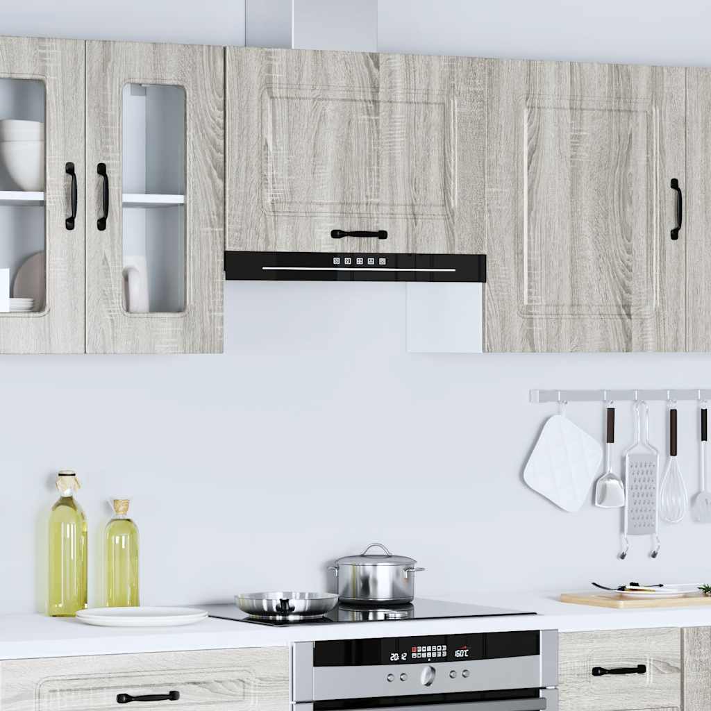 Wall kitchen cabinet, Kalmar, grey, engineered wood
