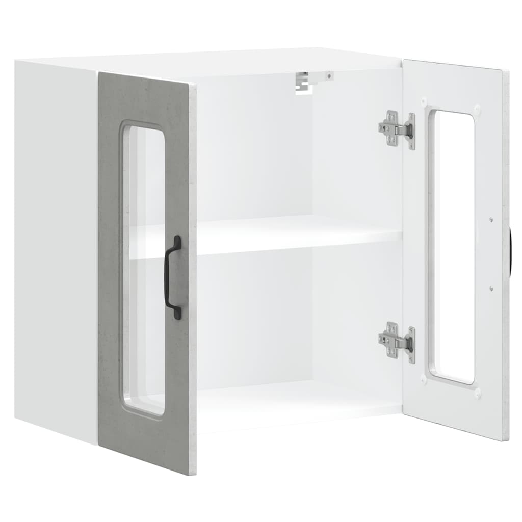 Virtuvės spintelė su stiklinėmis durimis, Kalmar, betono pilka