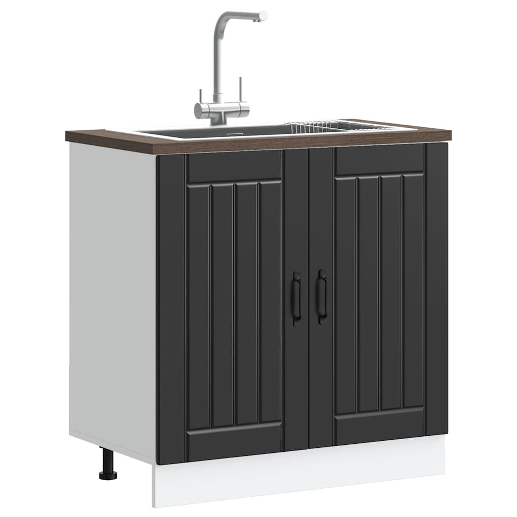 kriauklės pagrindo spintelė "Lucca" Black Engineered Wood