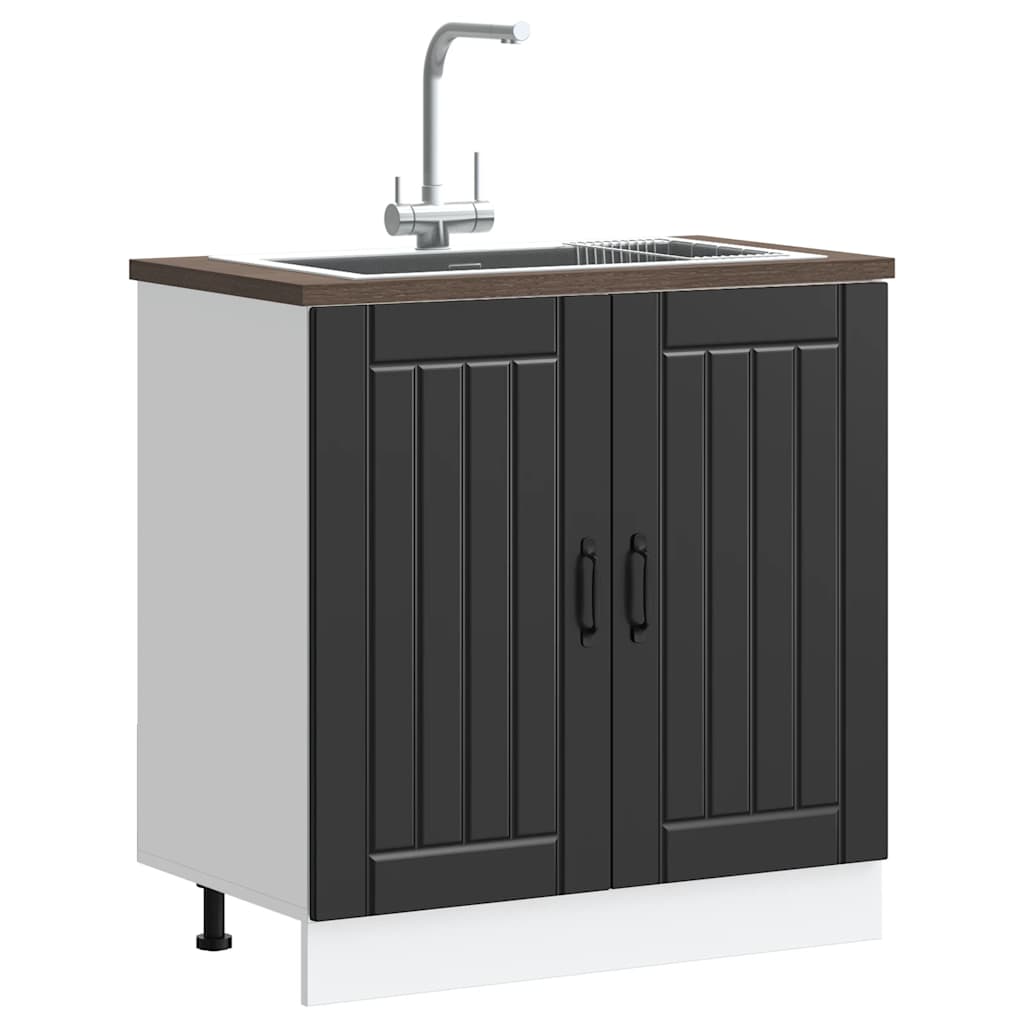kriauklės pagrindo spintelė "Lucca" Black Engineered Wood