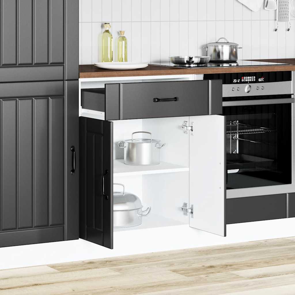 Kitchen cabinet, Lucca, black, engineered wood