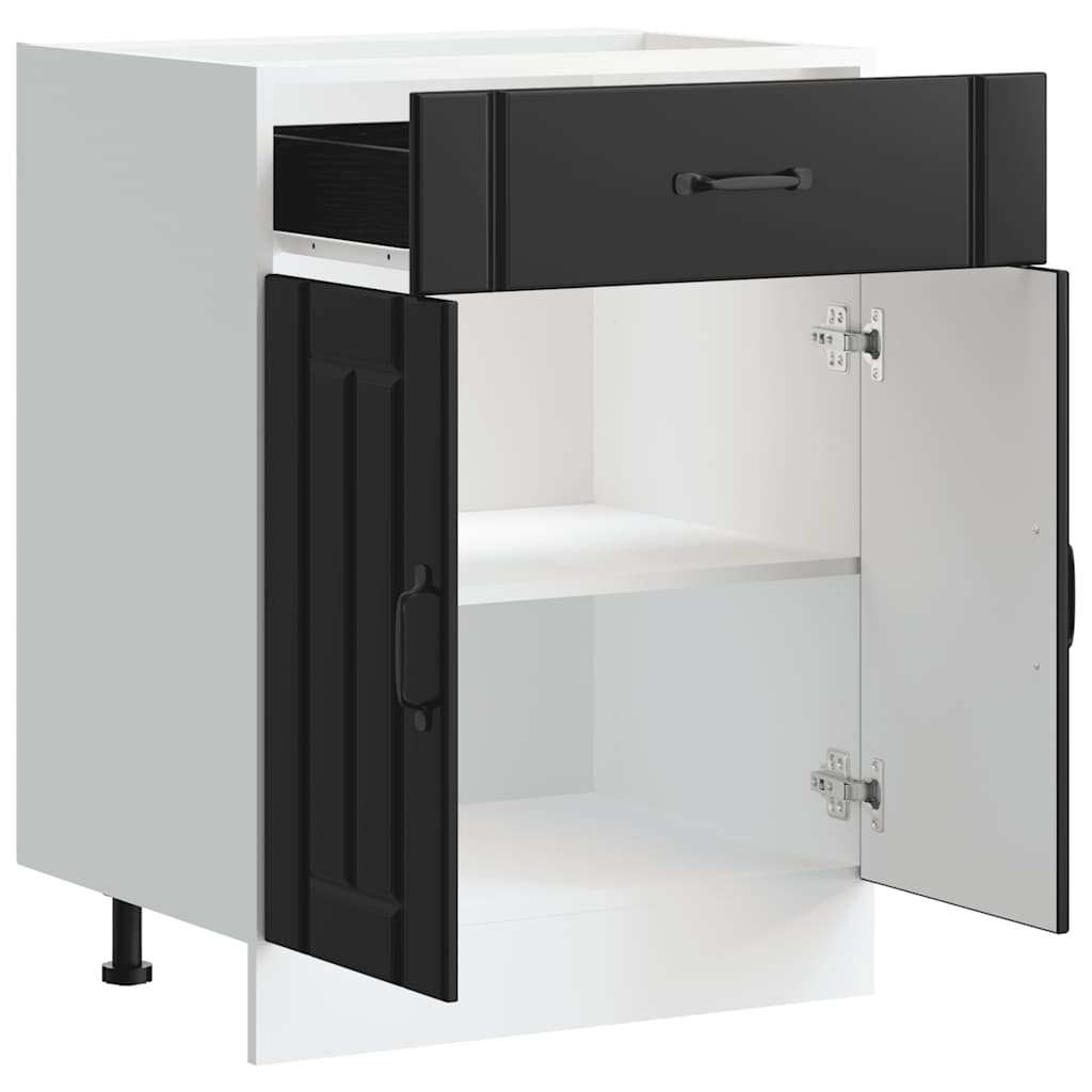 Kitchen cabinet, Lucca, black, engineered wood