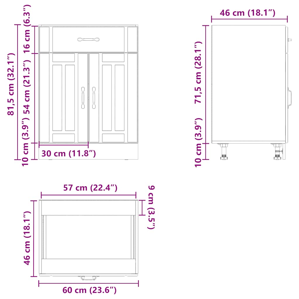Kitchen cabinet, Lucca, black, engineered wood