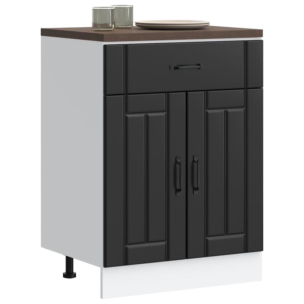 Kitchen cabinet, Lucca, black, engineered wood