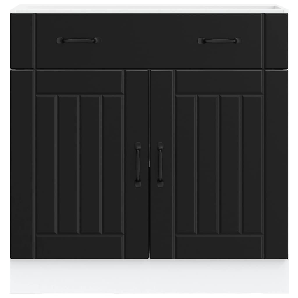 Kitchen cabinet, Lucca, black, engineered wood