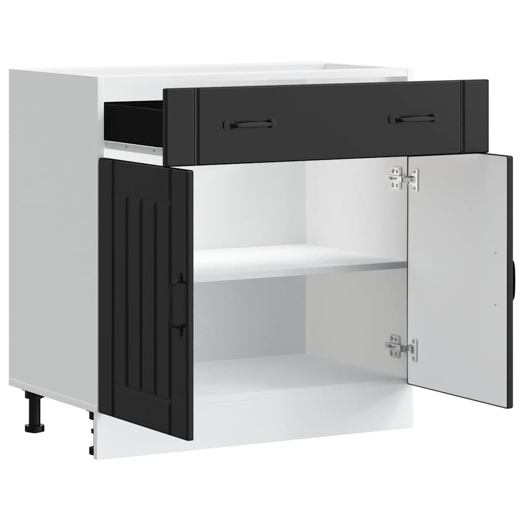 Kitchen cabinet, Lucca, black, engineered wood