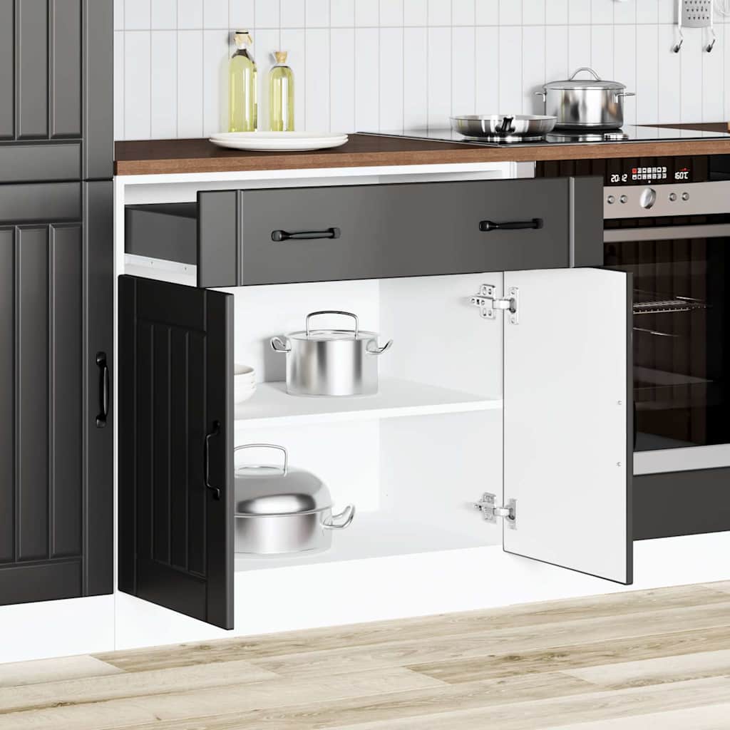 Kitchen cabinet, Lucca, black, engineered wood