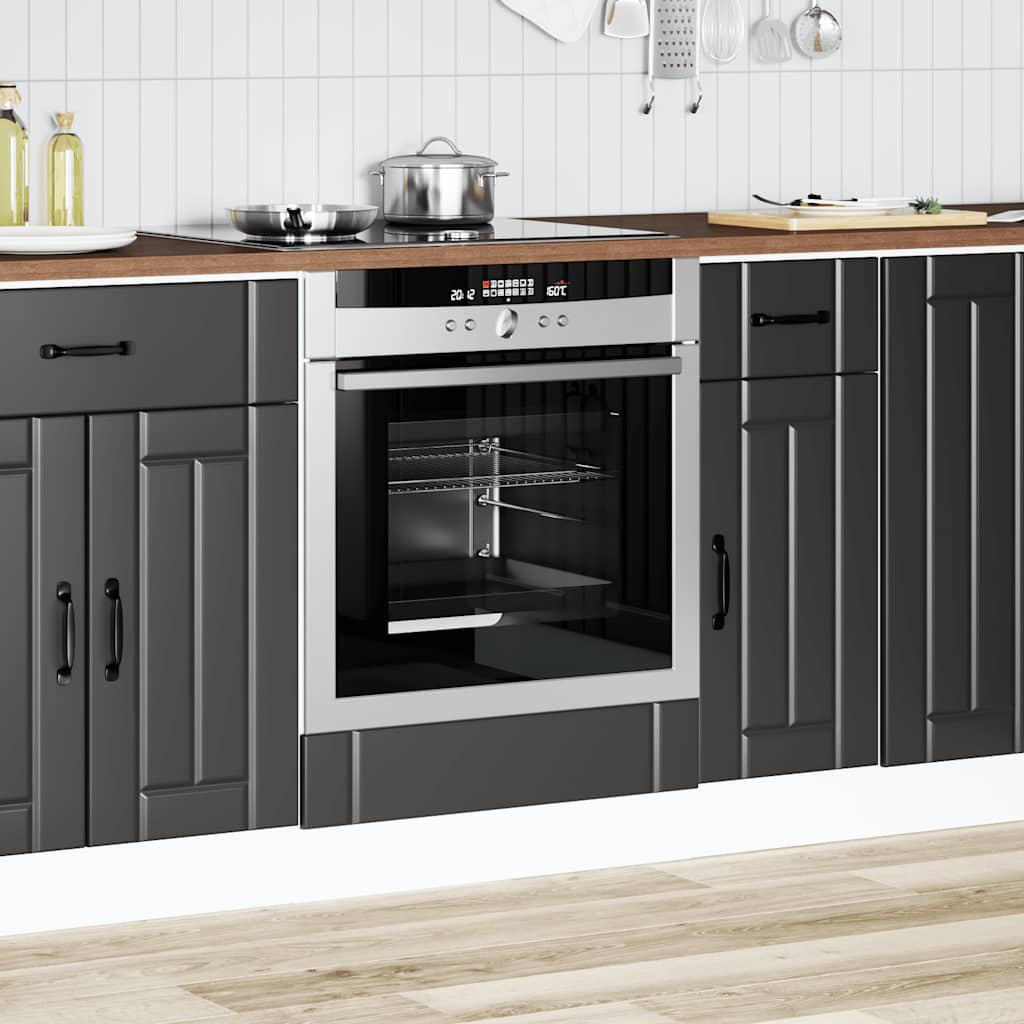 Krāsns skapis "Lucca" Black Engineered Wood