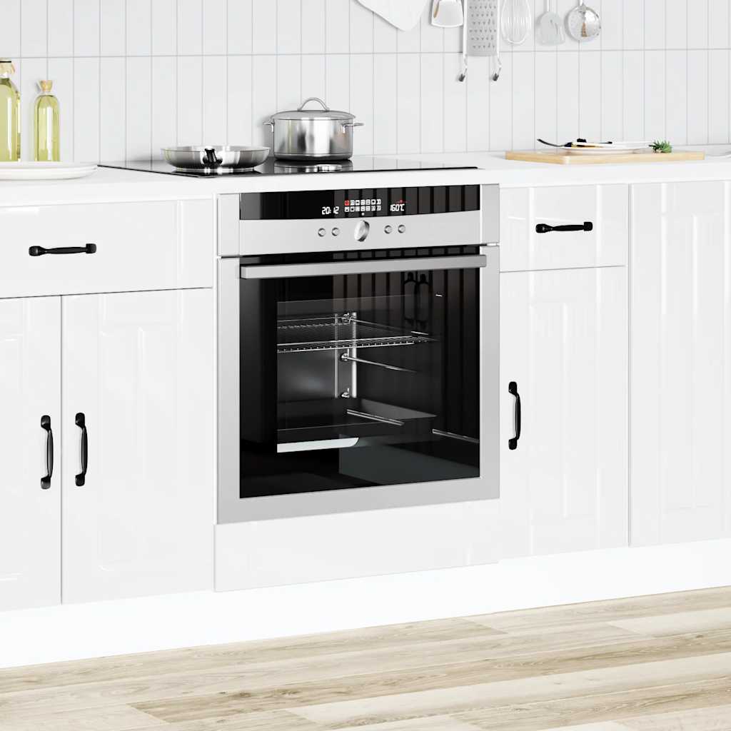 Oven Cabinet "Lucca" Glossy White Engineered Wood