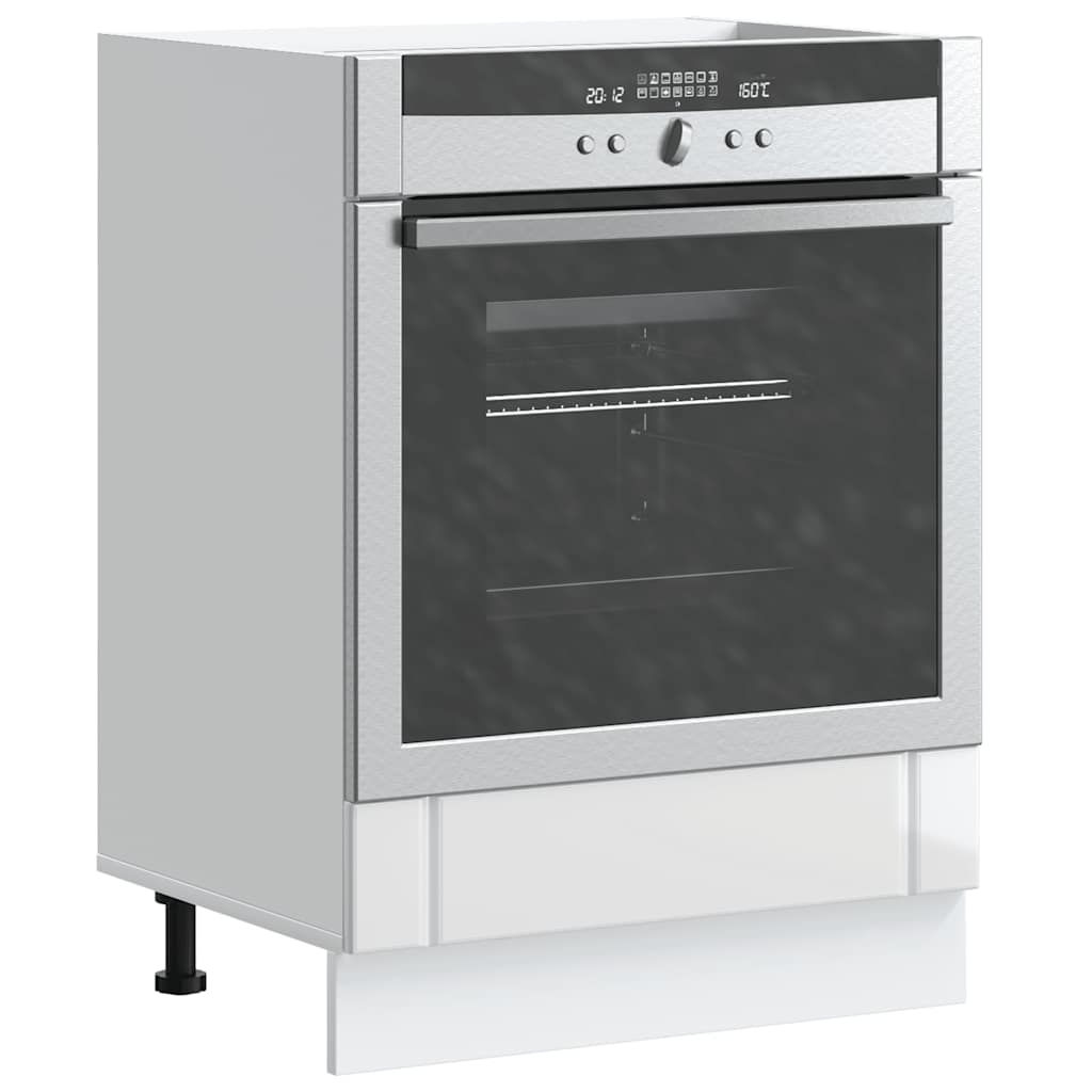 Oven Cabinet "Lucca" Glossy White Engineered Wood