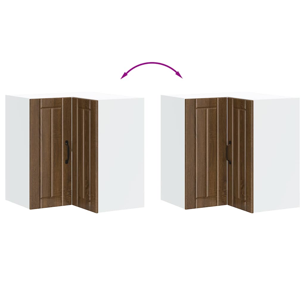 Lucca Corner Wall Kitchen Cabinet, Brown Oak