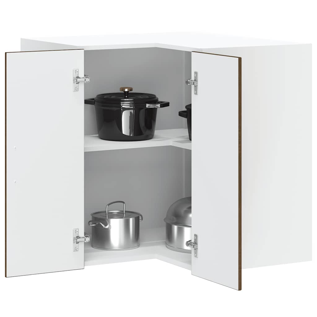 Lucca Corner Wall Kitchen Cabinet, Brown Oak