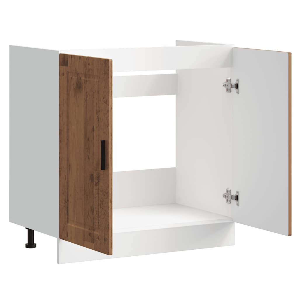 Porto old wood washbasin cabinet 80x46x81.5 cm