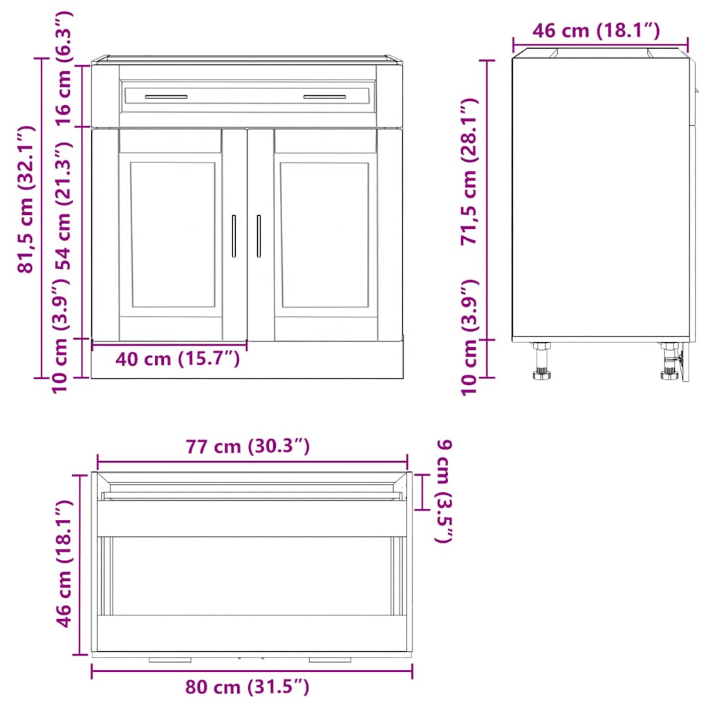 Kitchen cabinet, Porto, white, engineered wood