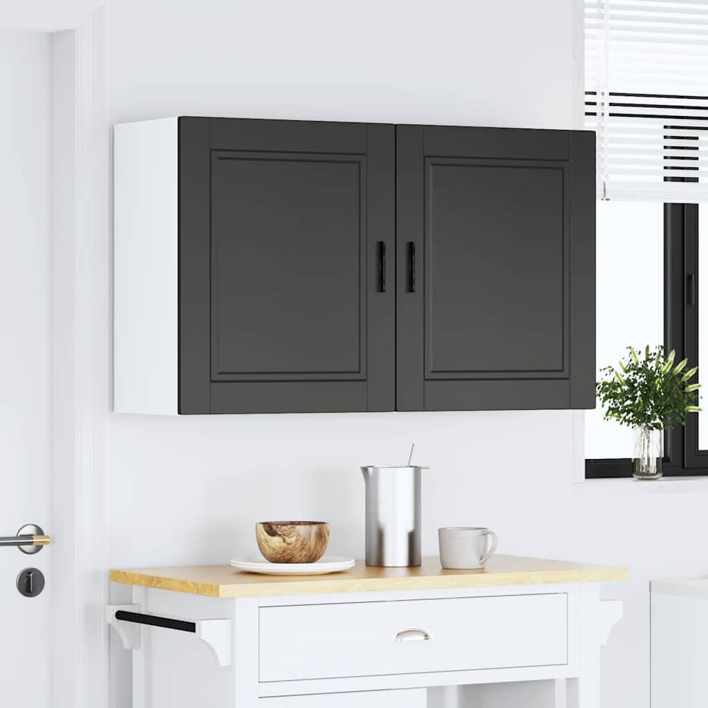 virtuvės sieninės spintelės 2 vnt "Porto" Black Engineered Wood