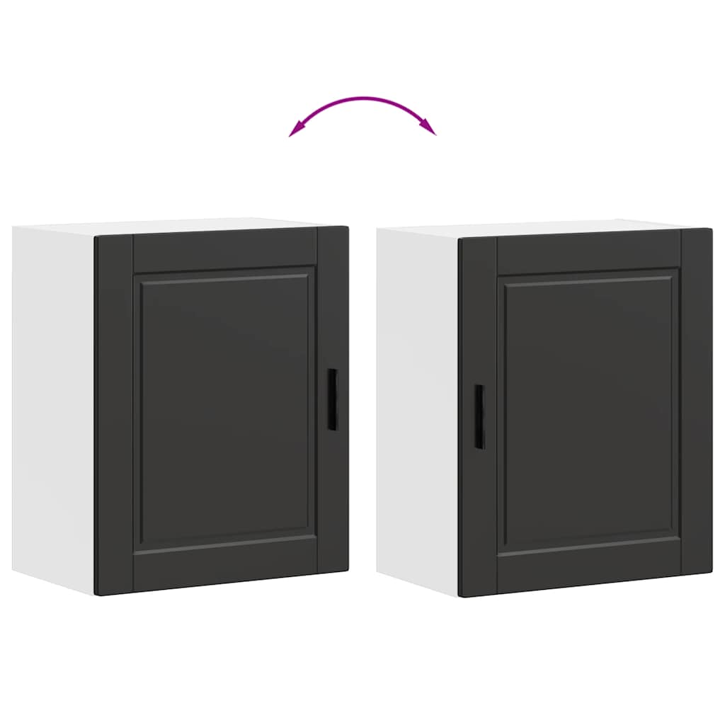virtuvės sieninės spintelės 2 vnt "Porto" Black Engineered Wood