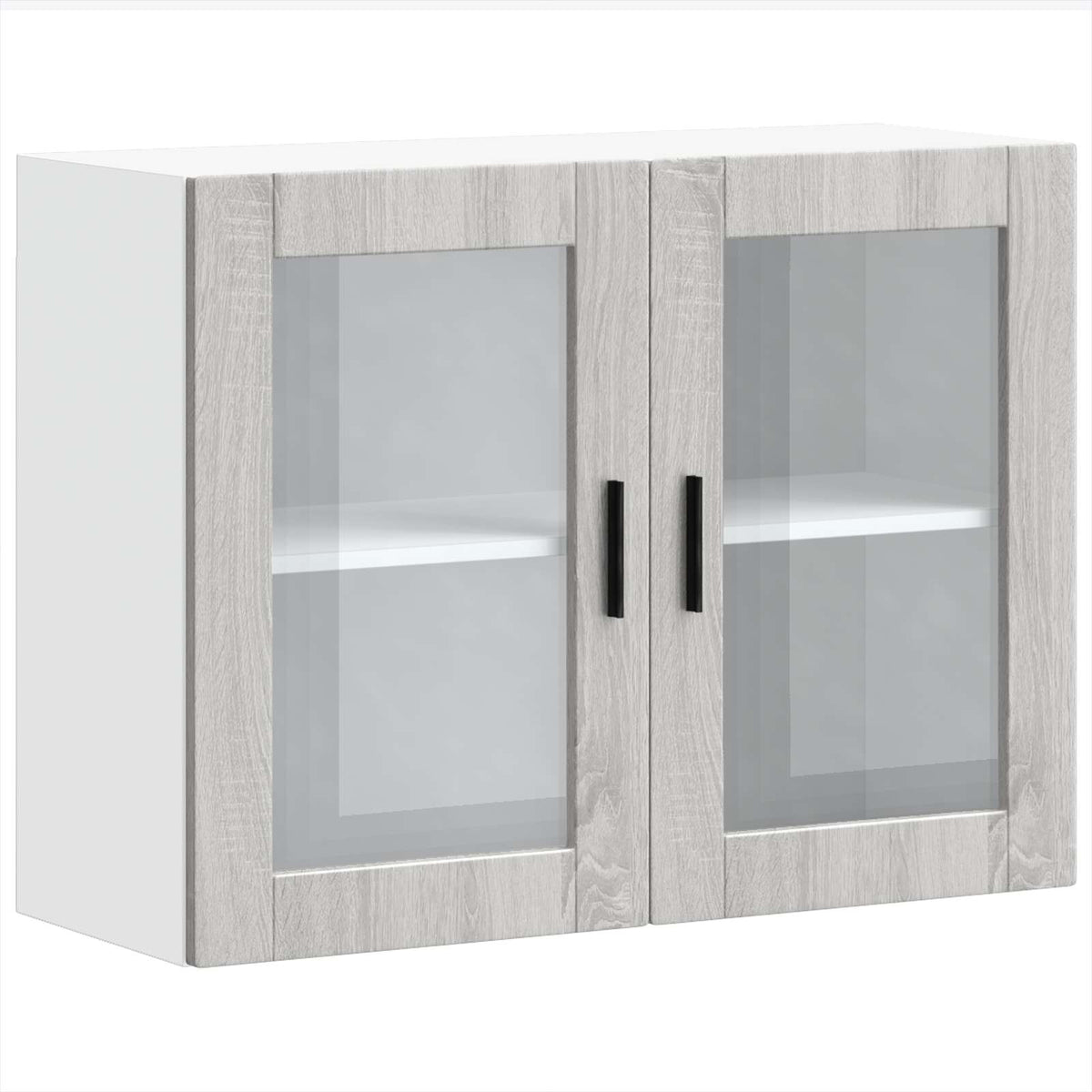 Kitchen cabinet with glass doors, Porto, grey