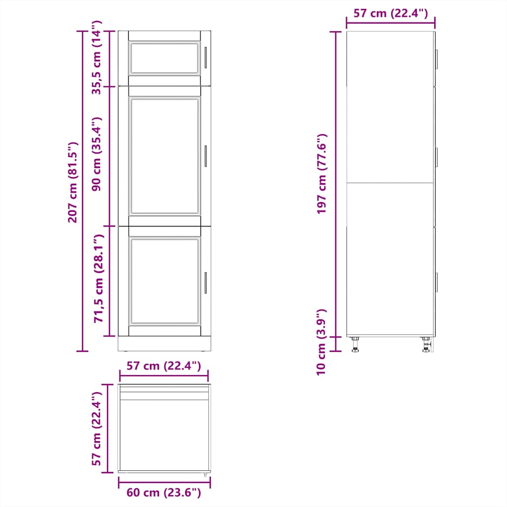 Kitchen cabinet, Porto, black, engineered wood