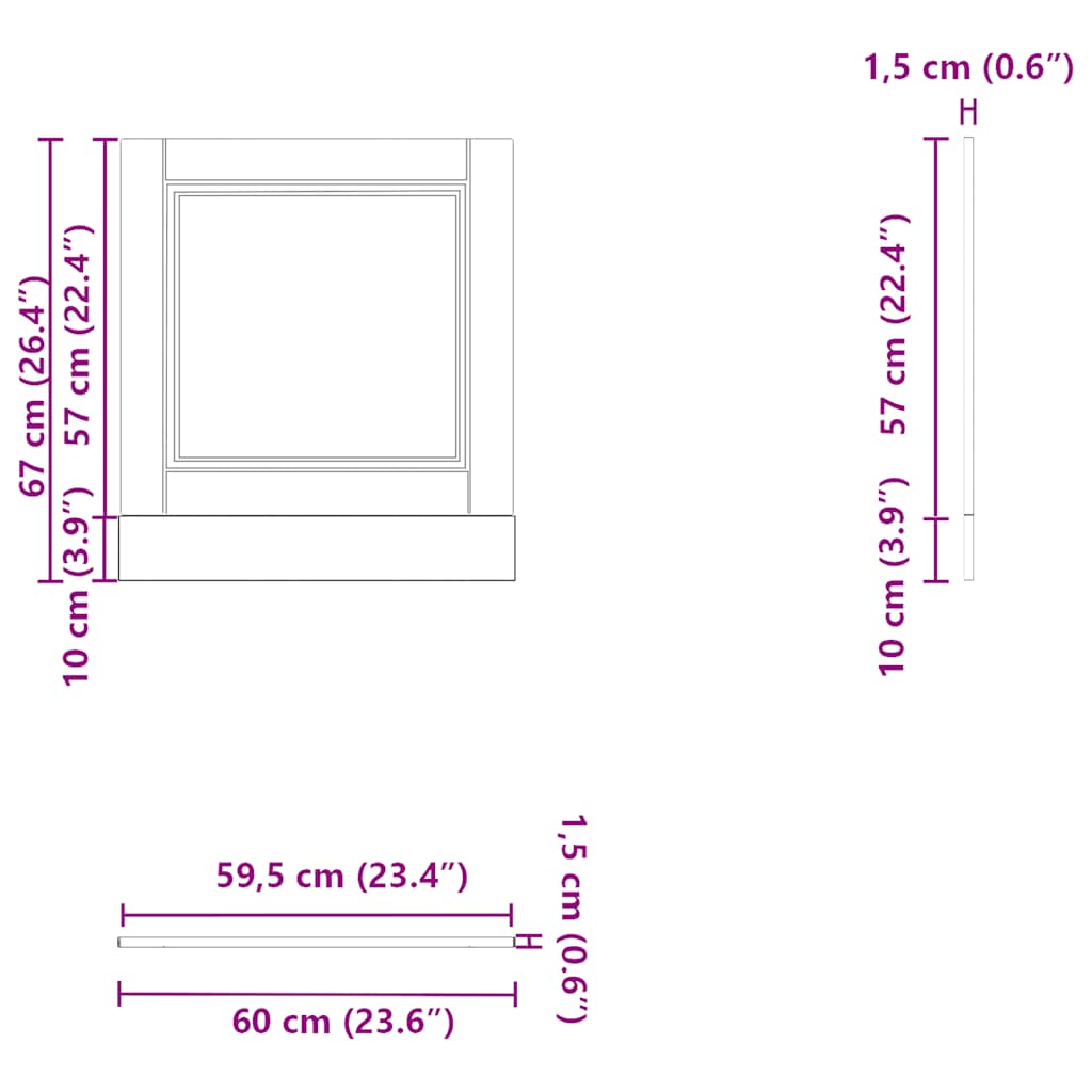 Dishwasher panel, Porto, brown, 60x1.5x67cm, wood