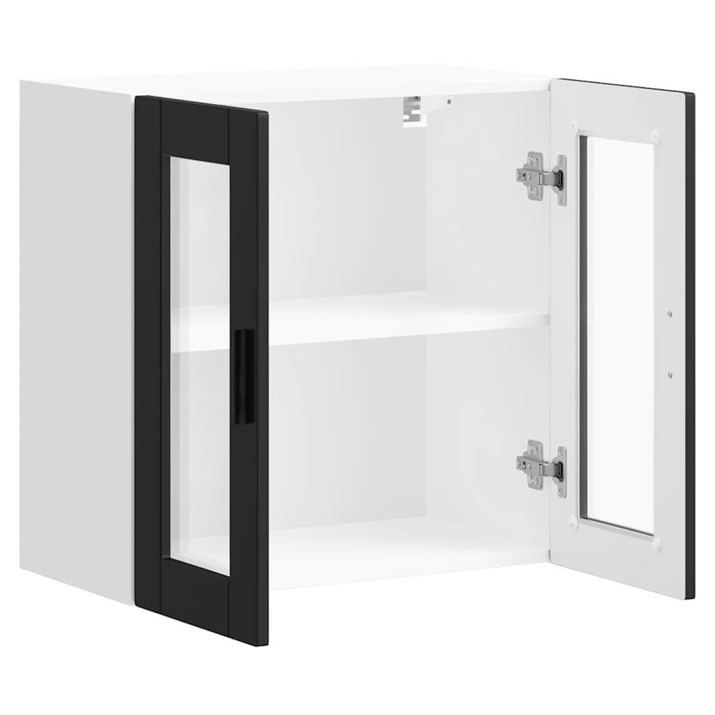 Kitchen cabinet with glass doors, Porto, black