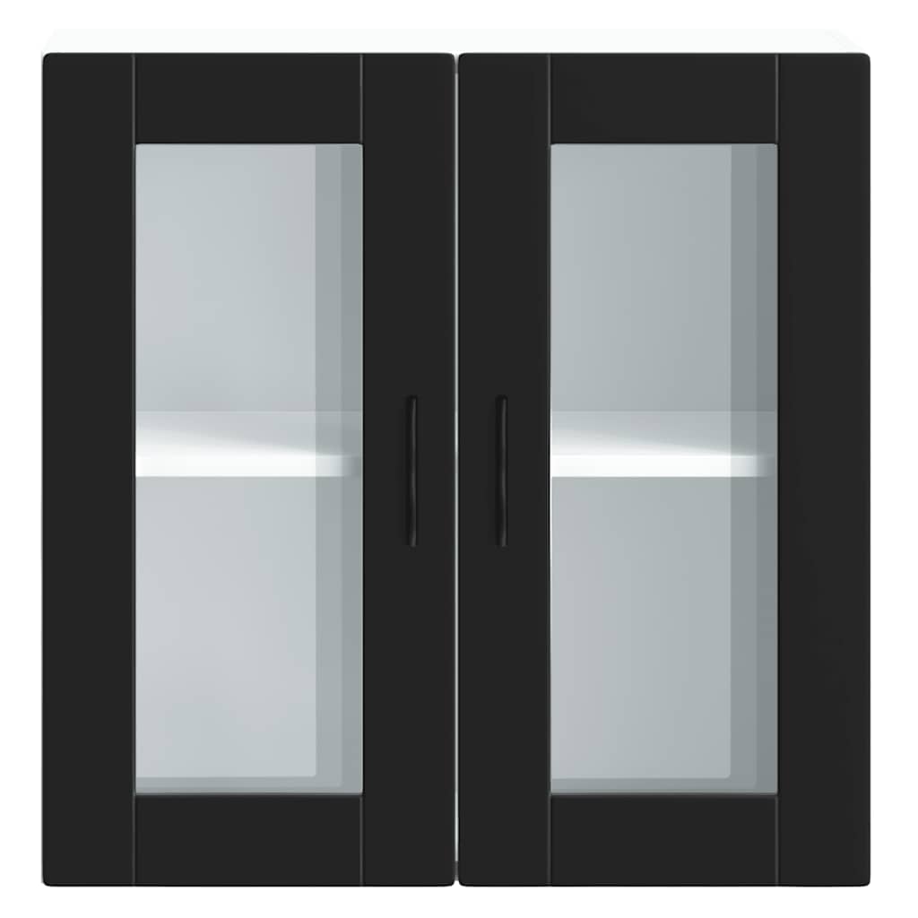 Kitchen cabinet with glass doors, Porto, black