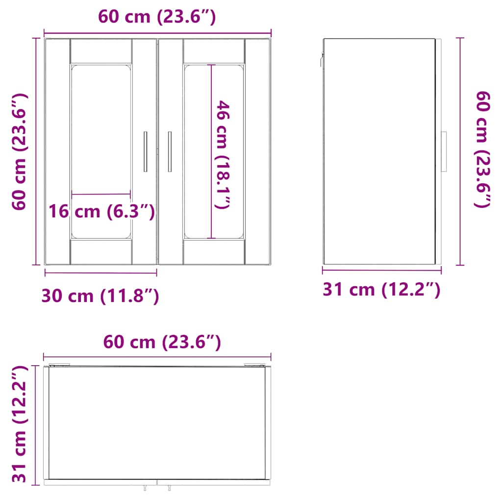Kitchen cabinet with glass doors, Porto, black