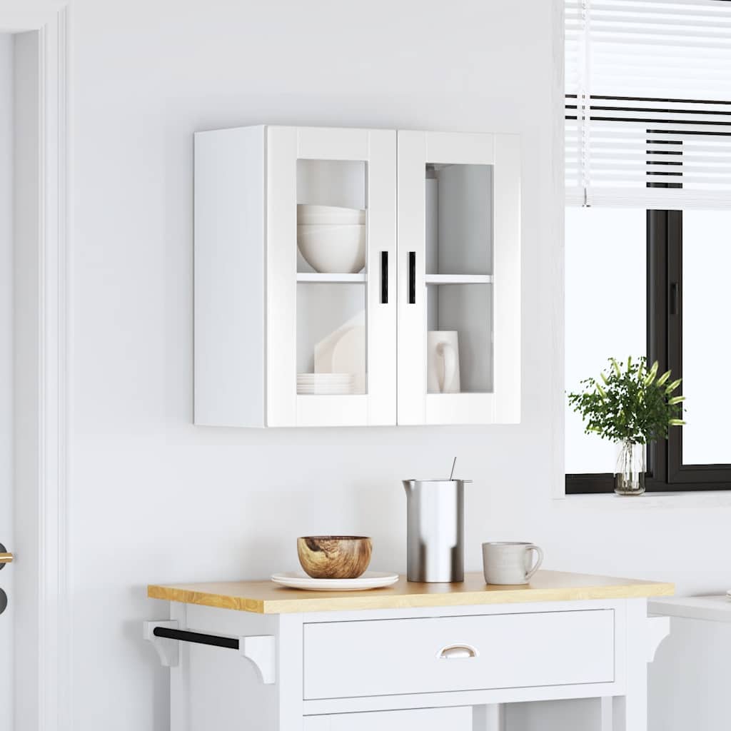 Kitchen cabinet with glass doors, Porto, white