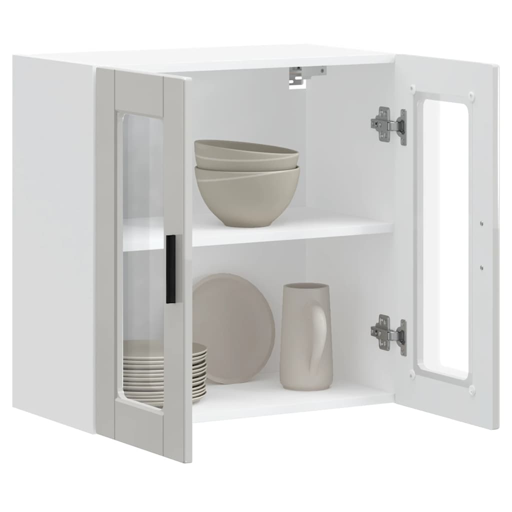 Kitchen cabinet with glass doors, Porto, white