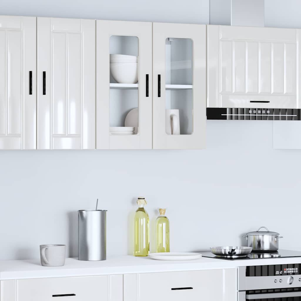 Kitchen cabinet with glass doors, Porto, white