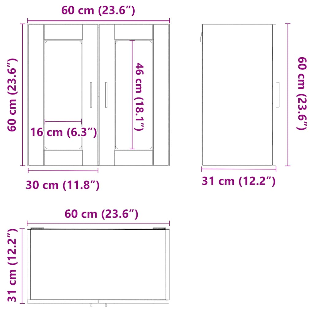 Kitchen cabinet with glass doors, Porto, Sonoma oak