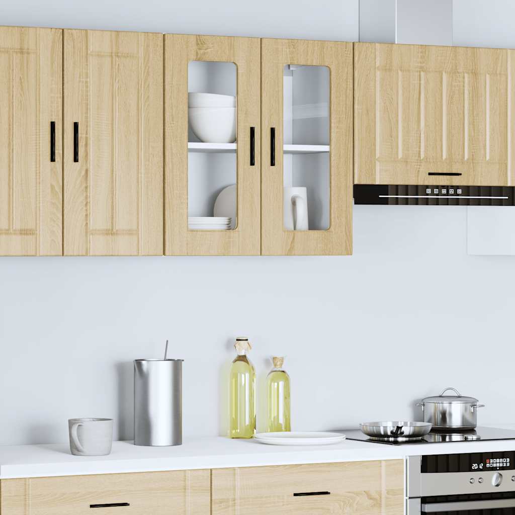 Kitchen cabinet with glass doors, Porto, Sonoma oak