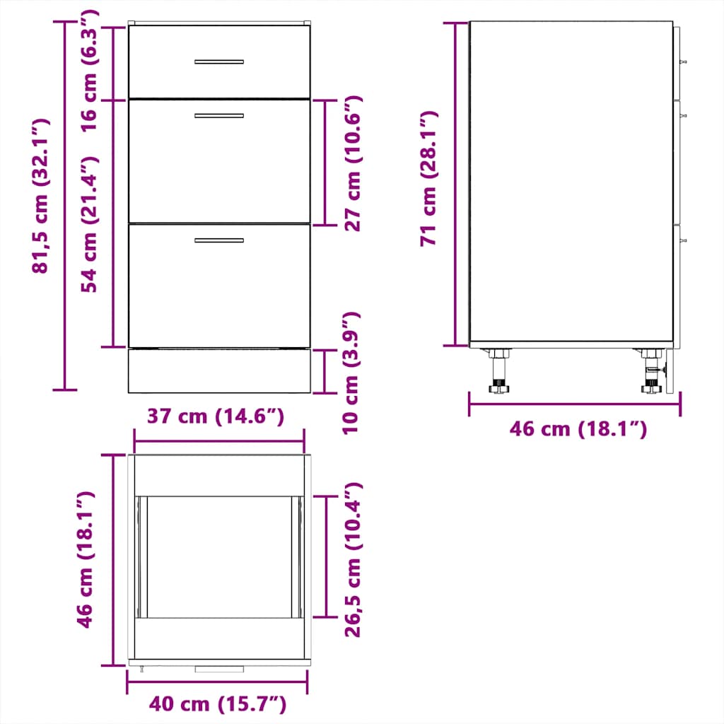Base cabinet "Lyon" Sonoma oak 40x46x81.5 cm