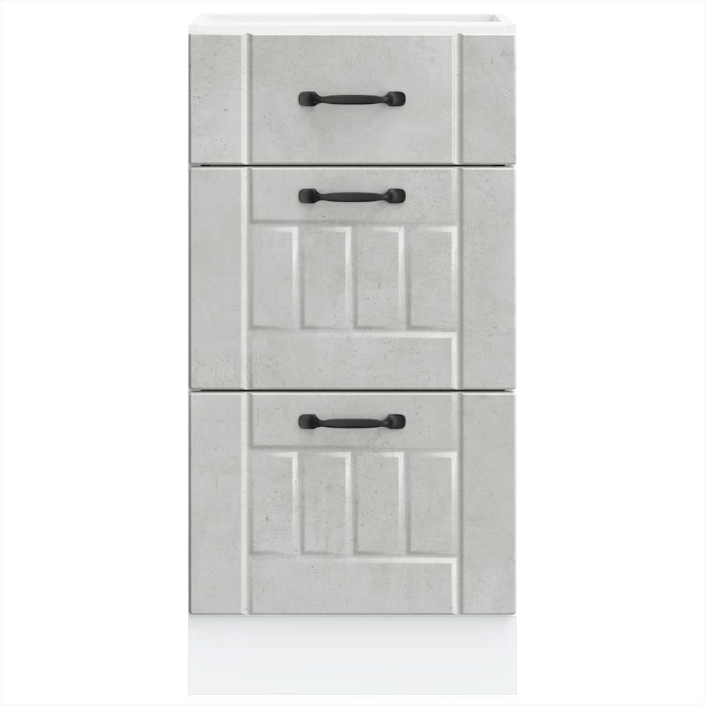 Virtuvės spintelė, Lucca, betono pilka, apdirbta mediena