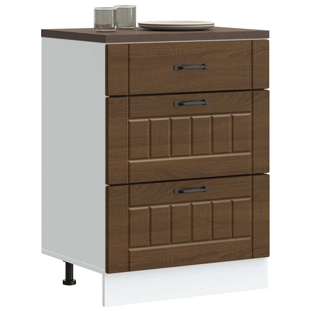 Kitchen cabinet, Lucca, brown oak, treated wood