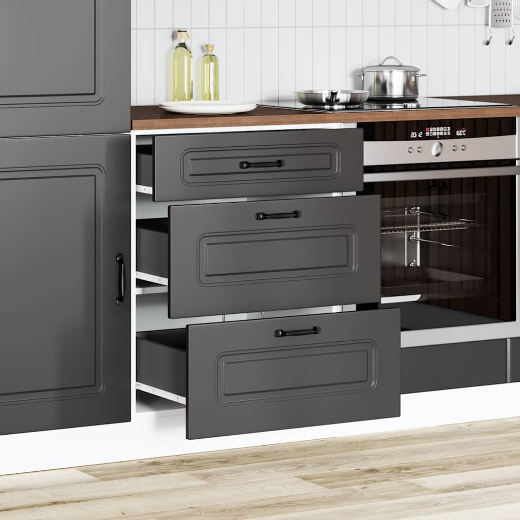 Kitchen cabinet, Kalmar, black, engineered wood