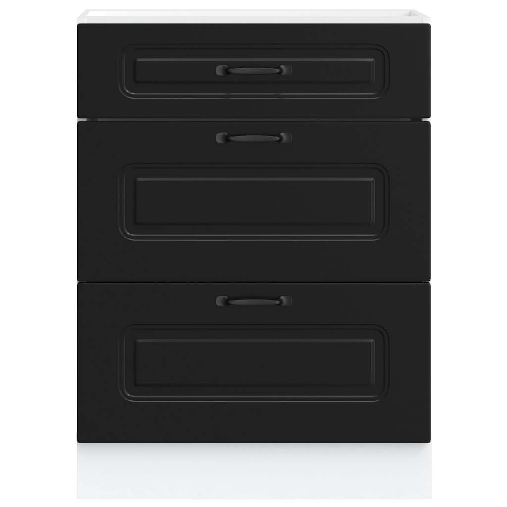 Kitchen cabinet, Kalmar, black, engineered wood