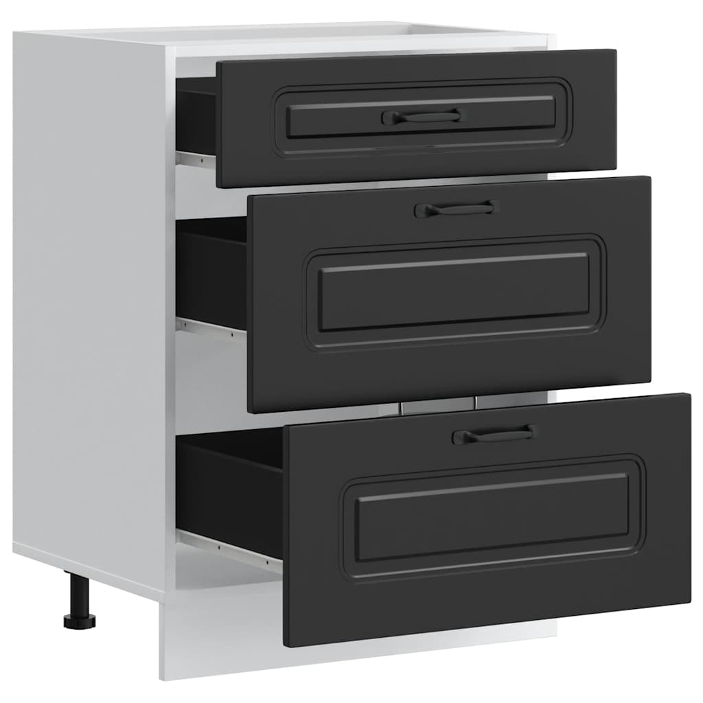 Kitchen cabinet, Kalmar, black, engineered wood
