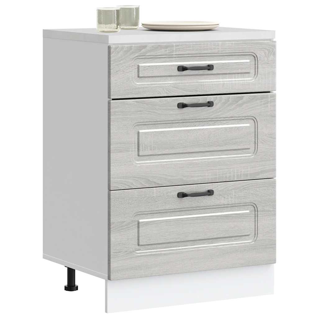 Kitchen cabinet, Kalmar, grey, engineered wood