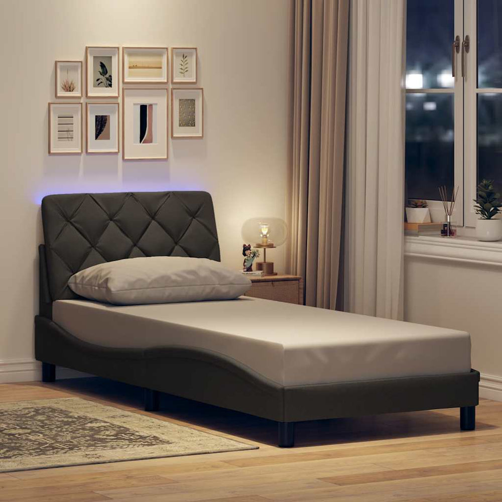Lovos rėmas su LED be čiužinio, tamsiai pilkas, 80x200 cm