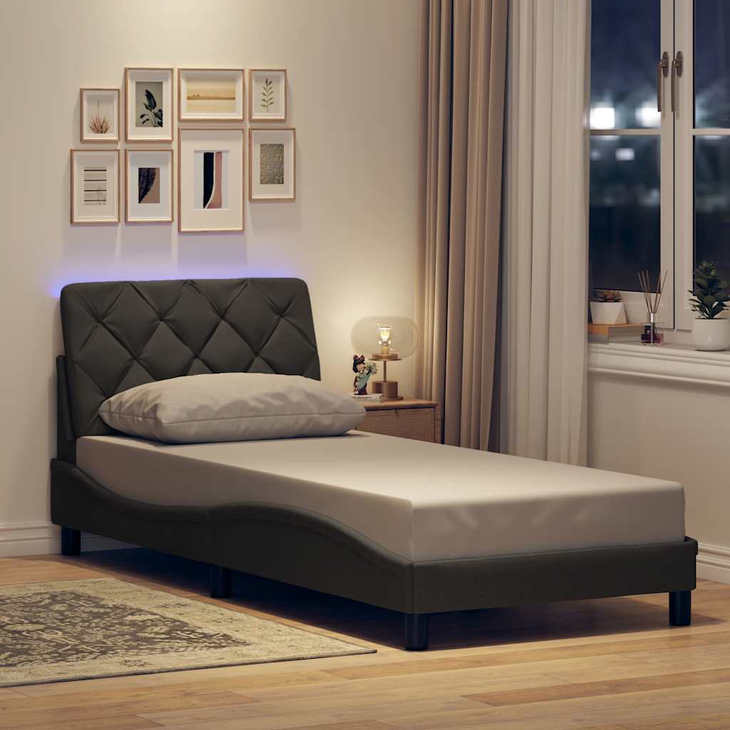 Lovos rėmas su LED be čiužinio, tamsiai pilkas, 80x200 cm