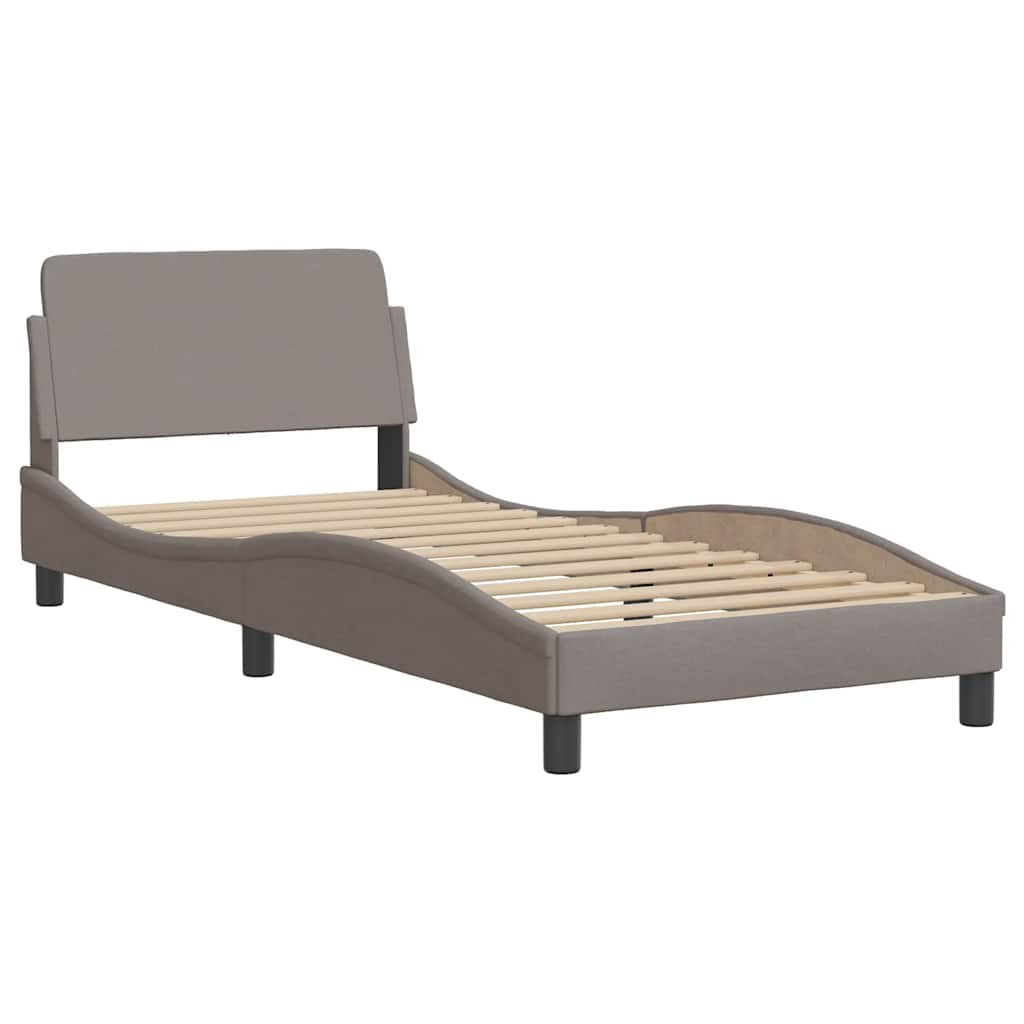 Lovos rėmas su LED be čiužinio, taupe, 90x190 cm, audinys