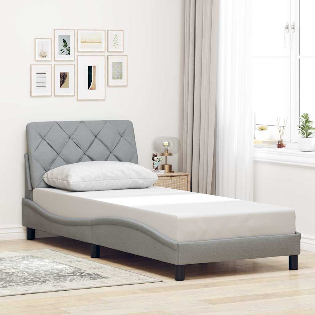 LED bed frame without mattress, light grey, 100x200 cm