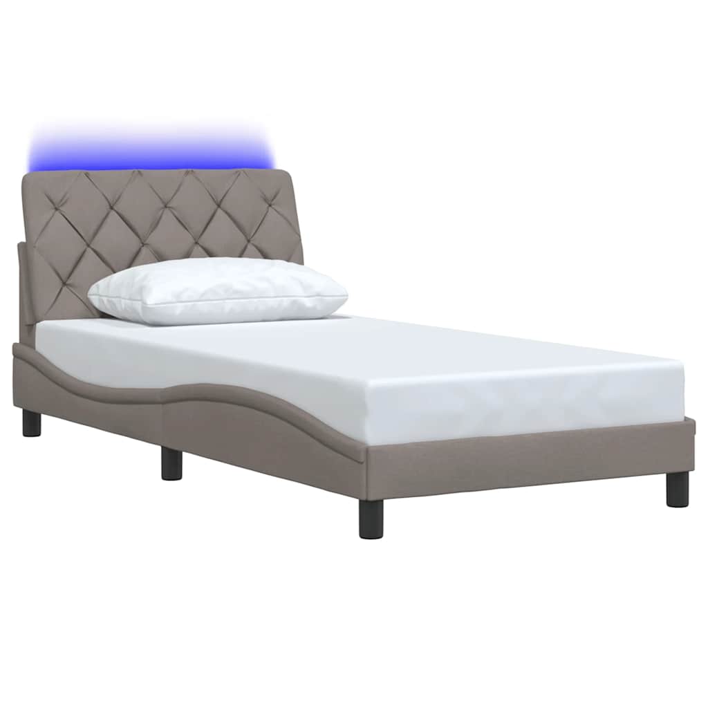 LED Bed Frame without Mattress, Taupe, 100x200 cm
